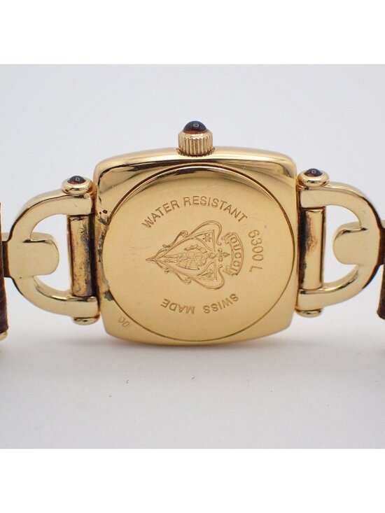 Gucci Gold Plated Quartz Watch Brown Leather Strap Gucci Quartz Watch Gold Brown Leather